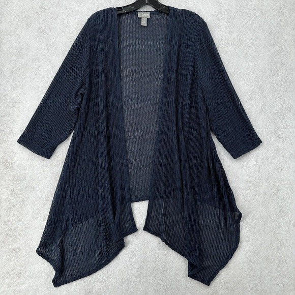 Chicos Travelers Collection Light Weight Cover Up Womens XL Blue‎ Open Cardigan - Picture 1 of 8